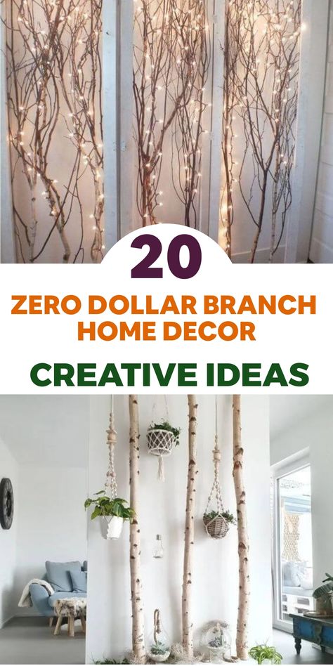 Discover the beauty of free branch home decor without breaking the bank! Transform fallen branches into stylish coat racks or jewelry holders with our easy-to-follow instructions. Embrace simplicity and nature's charm by repurposing these natural elements into functional decor pieces. Add a touch of nature to your space for zero cost and elevate your home decor effortlessly. Birch Tree Branch Decor, Real Branches Decor, Crafting With Twigs And Branches, Wood Branch Decor Diy Projects, Diy Branches Decor, Diy Twigs And Branches Decor, Diy Lighted Tree Branches, Diy With Tree Branches, Dried Branches Decor Diy