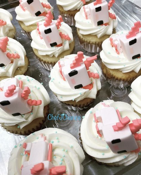 Axolotl Cake, Minecraft Axolotl, Cake Minecraft, Minecraft Cake, Dream Cake, Cupcake Toppers, Minecraft, Cupcake, Cake