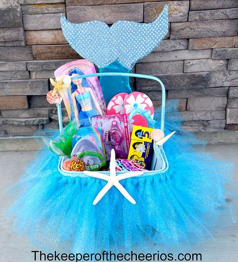 Mermaid Easter Basket - The Keeper of the Cheerios String Easter Basket, Cupcake Party Invitations, Blue Easter Basket, Homemade Easter Baskets, 1st Birthday Cupcakes, Baby Easter Basket, Girls Easter Basket, Kids Easter Basket, Easter Items