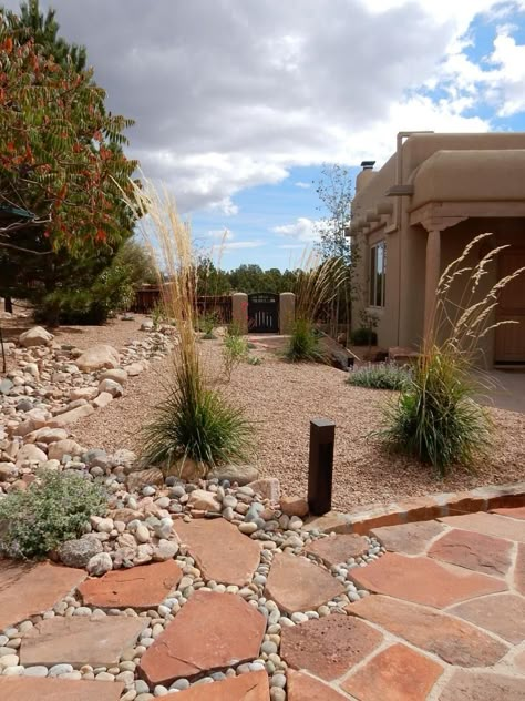 Landscape Design Complements Desert Surroundings Desert Landscaping Fire Pit, New Mexico Landscape Ideas, Southwest Backyard Ideas, Southwestern Landscaping Ideas, Desert Backyard Ideas Arizona, Western Landscaping Ideas, Southwestern Backyard, Desert Pool Landscaping, Desert Oasis Backyard