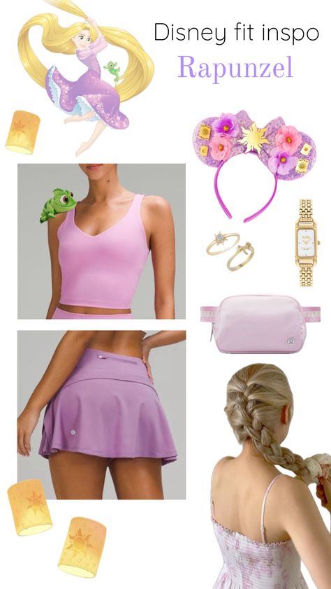 #disneyfitinspo #rapunzel #rapunzeloutfit #disneyparks #disneyparkoutfitinspo #purple #cute #preppy #lululemon Rapunzel Outfit, Preppy Lululemon, Disney Florida, Purple Cute, Disney Outfit, Disney Inspired Outfits, 17th Birthday, Cute Preppy Outfits, Disney Park