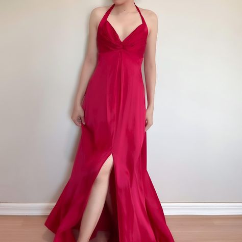 Red Silk Gown, Vintage Victoria Secret, Holiday Maxi Dress, Red Silk Dress, Victoria Secret Dress, Dress Woman, Silk Gown, Silk Maxi Dress, Red Silk