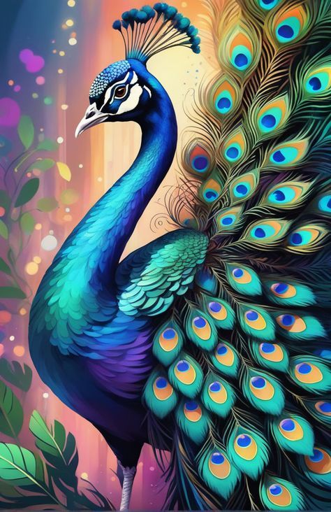 Drawings Of Peacocks, Pickock Art Drawing, Peacock Painting Acrylic, Peacock Paintings, Peacock Artwork, Art Deco Portrait, Peacock Drawing, Peacock Images, Peacock Pictures