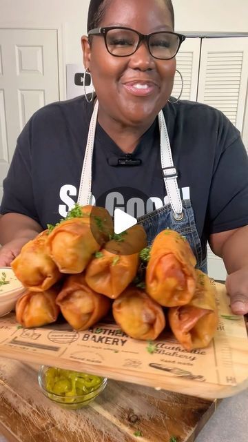 It’s So Good - Miriam on Instagram: "Seafood Eggrolls ‼️Please ensure ALL of your seafood is dried well (with paper towels) before frying. Or else your spring roll will get soggy very quickly. @oldbay_seasoning.  no precise measurements..
8 inch spring roll wrappers (I doubled them)
2 Ibs king crab legs (split the leg legs in half)
1 lb jumbo shrimp (total of 16 shrimp)
4-9oz lobster tails (split in half)
1 lb jumbo lump crabmeat (season with Old bay, 1/3 cup mayo, green onion, Dijon mustard, yellow mustard & 3-4 oz cheese)
1 tbs butter to cook lobster & shrimp + old bay
*this made me 8 egg rolls
*make a flour/water paste to seal the edges
*wrappers are from an Asian market
* I fried in peanut oil
*ensure ALL of your seafood is dry as possible before hand
#eggrolls
#seafood #seafoodeggroll Appetizer Recipes With Shrimp, Seafood Wraps Recipes, Soul Rolls Recipes, Seafood Egg Roll Recipes, Seafood Eggrolls, Shrimp Egg Roll Recipes, Shrimp And Crab Egg Rolls, Salmon Egg Rolls, Crab Egg Rolls Recipes