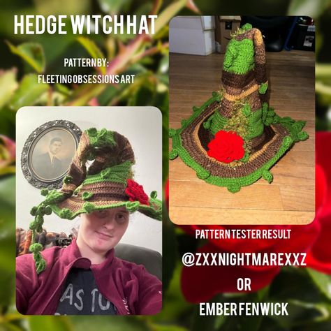 Pattern tester appreciation!

@zxxnightmarexxz @emberfenwick added a bright red rose to their Hedge Witch Hat. The pop of bold color on the earth tones has a great effect. 

You can get the pattern on my website or Ravelry.
https://fleetingobsessionsart.squarespace.com/shop/p/pattern-hedge-witch-hat

#fleetingobsessionsart #fleetingobsessionscrafts #hedgewitchhat #crochetwitchhat #crochet #witch #witchtok #crochet pattern #crochethat #witchaesthetic #zxxnightmarexxz #emberfenwick Hedge Witch Hat, Crochet Witch, W.i.t.c.h Aesthetic, Hedge Witch, Bold Color, Witch Hat, Hedges, Red Rose, Earth Tones