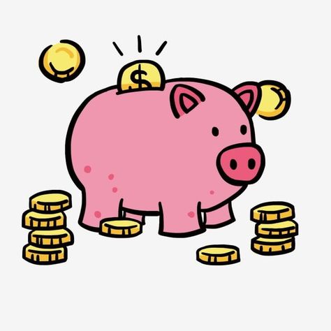 Piggy Bank Clipart, Bank Clipart, Pink Piggy Bank, Fat Pig, Pig Cartoon, Vector Cartoon, Paint Background, Cartoon Background, Mid Autumn Festival