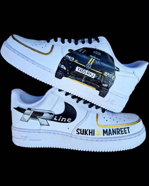 Unique Bride & Groom wedding gifts 🤩 🚘👰🏽‍♀️🤵🏽‍♂️🎉 ➡️ Swipe till the end to see the sneaker display at the wedding 😍😍😍 #gitartsy #brideandgroom #groomsneakers #customsneakers #nikeaf1 #sneakerheads #cars #carsneakers #automotive #volkswagen #volkswagens Groom Wedding Gifts, Sneaker Displays, Wedding Gifts For Bride And Groom, Unique Bride, Till The End, Custom Sneakers, The Groom, Wedding Groom, Sneaker Head