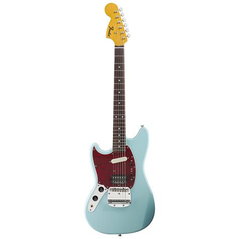 Fender Mustang Kurt Cobain Kurt Cobain Mustang, Mustang Guitar, Nirvana Tattoo, Left Handed Electric Guitars, Lefty Guitars, Blue Electric Guitar, Hammond Organ, Gibson Acoustic, Sonic Blue