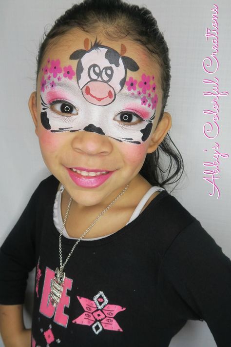 @Abby Solideo Cow Face Paint, Batman Face Paint, Easy Face Painting Designs, Girl Mask, Mask Designs, Face Painting Easy, Kids Face Paint, Face Paintings, Cow Face