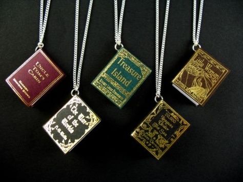 Looking for some fun summer workshops? Get crafty! Check out these “13 Bookish Crafts Perfect to Make this Summer.” Personally, I love the jewelry most, but how amazing would it be to hang a chande... Book Necklace, I Love Books, Unique Necklaces, Love Book, Book Nerd, The Words, Latest Fashion For Women, Favorite Books, Book Worms