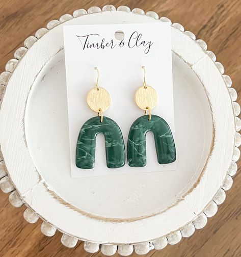 Green Arch, Polymer Clay Diy, Stylish Earrings, Polymer Clay Jewelry Diy, Clay Jewelry Diy, Stylish Earring, Resin Earrings, Marble Pattern, Diy Clay