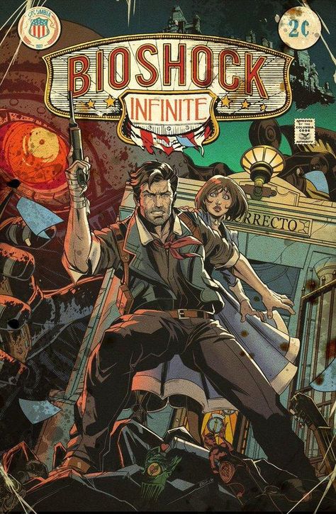 Bioshock Infinite Vintage Comic Cover | BioShock Infinite | Know Your Meme Vintage Comic Cover, Bioshock Collection, Bioshock Artwork, Bioshock Rapture, Bioshock Game, Bioshock Art, Bioshock Series, Bioshock 2, Bioshock Infinite