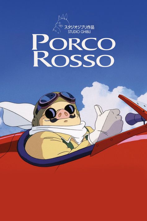 Porco Rosso (紅の豚 , Kurenai no Buta lit. Crimson Pig) is an animated adventure film written and directed by Hayao Miyazaki and produced by Studio Ghibli in partnership with Japan Airlines and Tokuma Shoten. It premiered on July 18, 1992. Following this film, all works directed by Miyazaki is distributed by Toho. It is based on The Age of the Flying Boat, a three-part watercolor manga for Hayao Miyazaki's Daydream Data Notes and was serialized by Monthly Model Graphix in 1992. It was originally Wind Rises, Kamijo, Adventure Film, Studio Ghibli Movies, Japon Illustration, Ghibli Art, Ghibli Movies, My Neighbor Totoro, Japanese Animation