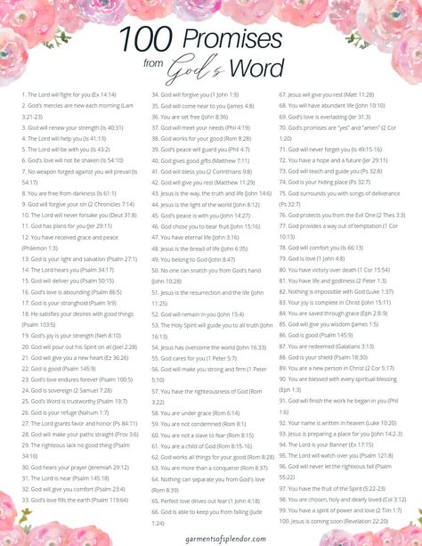 God's Word is powerful, and his promises are true. Download a free printable with 100 powerful promises of God to remind yourself of his promises each day! 365 Bible Verses, God Bible Verses, Tb Joshua, Promises Of God, Scripture Writing Plans, Writing Plan, Bible Study Plans, Bible Stuff, Bible Study Notebook