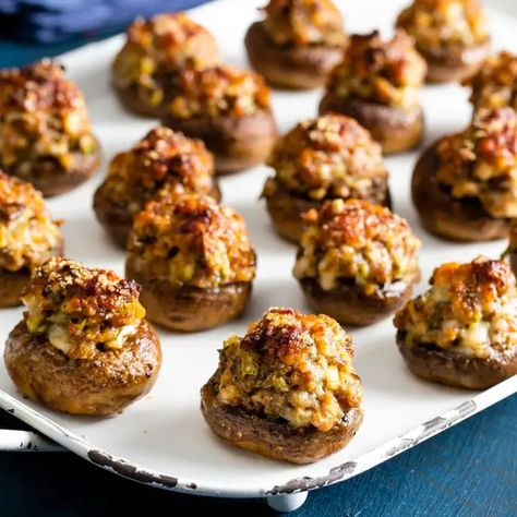 Sausage-and-Cheddar Stuffed Mushrooms | Cook's Country Stuffed Mushrooms Easy, Cooks Country, Illustrated Recipes, Stuffed Mushroom, Savory Pies, Stuffed Mushroom Caps, How To Cook Sausage, Snacks Für Party, Christmas Appetizers