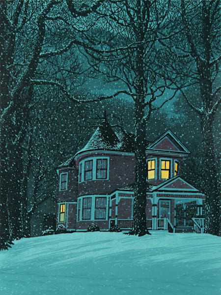 In For The Night | William H. Hays Linocut Art, Artful Home, Artist House, Inspirational Prints, Famous Art, Art Appreciation, Winter Art, Block Printing, Linocut Prints