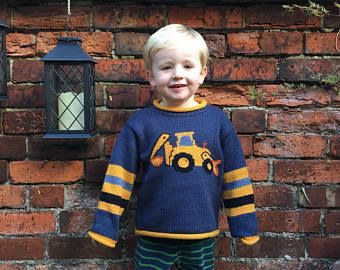 Digger motif baby sweater | Etsy IT Boy Jumper, Pull Bebe, Kids Jumpers, Toddler Sweater, Cute Lion, Alpaca Sweater, Wool Jumper, Knit Alpaca, Boys Sweaters