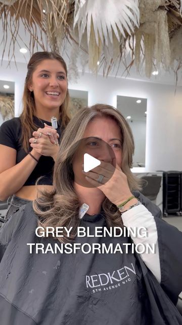 KVHA FAMILY on Instagram: "GREY BLENDING TRANSFORMATION🩶🔥  Removing old box dye and blending those greys so it grows out nice and seamless.   EMERGING PACKAGES AVAILABLE🫶🏼  What do you guys think ?    Book now | Bookings@kainevakai.com | Book online      LIKE | COMMENT | SHARE — #greyhair #clientappreciation #viral #boxdyecorrection #beforeandafter #modernsalon #undiscoveredhairstylists #redken #shadeseq  #sydneyhair" Ashy Blonde Grey Blending, Transitioning Dark Hair To Grey, Hair Color Transition From Dark To Light, Balayage Hair To Hide Grey, Brunettes With Gray Hair, Grey Blending Reddish Brown Hair, Best Highlights To Cover Gray Hair Dark, Gray Color Hair Ideas, Redken Grey Blending