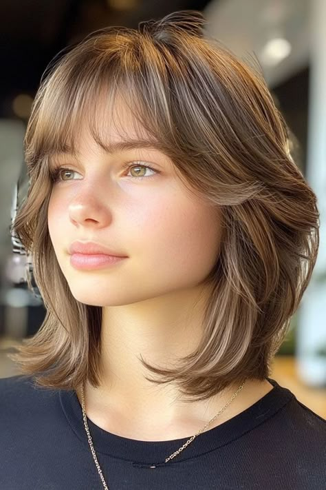 Feathered Lob with Curtain Bangs Short Hair Haircuts With Curtain Bangs, Shaggy Shoulder Length Hair Curtain Bangs, Lob Hair With Curtain Bangs, Short Haircuts For Women Curtain Bangs, Short Cut With Curtain Bangs, Layer Haircut For Short Hair With Bangs, Bob With Curtain Bangs Fine Hair, Long Bob Hairstyles With Layers And Curtain Bangs, Bob With Layers And Curtain Bangs