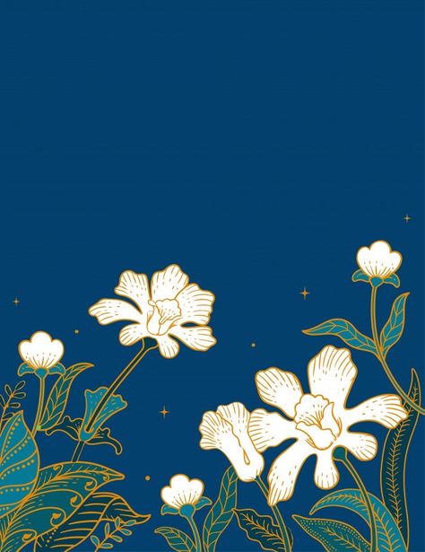 Batik flower background | Premium Vector #Freepik #vector #background #flower #floral #leaf Batik Design Pattern Easy Drawing, Batik Illustration Design, Batik Illustration, Batik Flora, Flora Background, Money Packet, Batik Flower, Blue Flowers Background, Floral Print Background