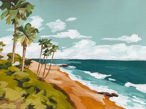 California Beach Painting, Boho Beach Painting, Canvas Paper Painting, San Diego Painting, Beachy Paintings, California Watercolor, California Painting, Beach Mural, San Diego Art