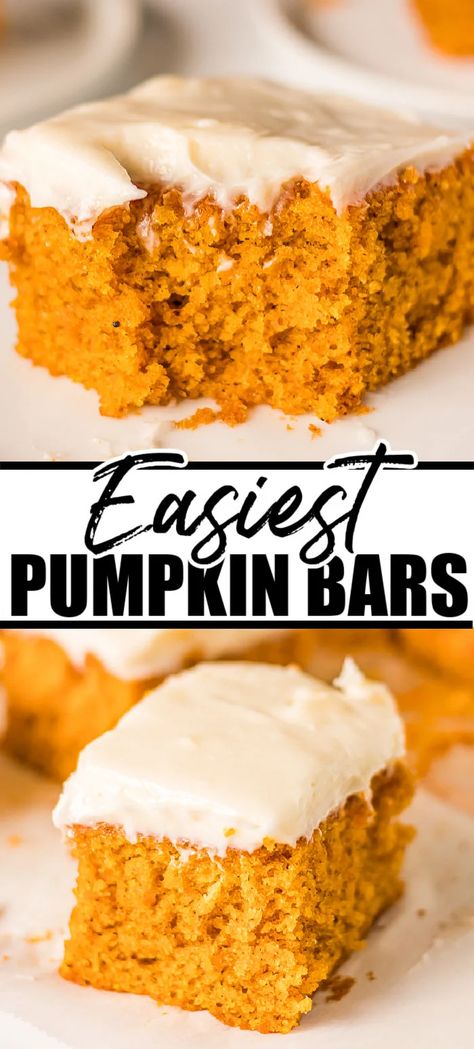 Essen, Pumpkin Cream Cheese Bars, Easy Pumpkin Bars, Pumpkin Bars With Cream Cheese, Canned Pumpkin Recipes, Bars With Cream Cheese Frosting, Bars With Cream Cheese, Whipped Cream Cheese Frosting, Cream Cheese Bars