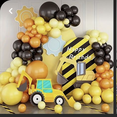 Construction Balloons, Auto Party, Construction Theme Birthday Party, Boys Birthday Party Decorations, Construction Theme Party, Fest Temaer, Truck Theme, Boy Birthday Party Themes, Yellow Balloons