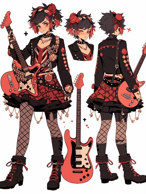 Pop Punk Character Design, Rockstar Character Design, Idol Character Design, Outfit Adoptables, Punk Character Design, Free Characters, Manga Drawing Tutorials, Clothing Design Sketches, Neon Fashion