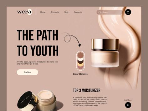 Wera - E-commerce Cosmetics Store by Anvarov Bekzod on Dribbble Beauty Website Design Inspiration, Beauty Products Website Design, Makeup Website, Makeup Web Design, Cosmetic Website Design Inspiration, Cosmetic Website Design, Beauty Website Design, Cosmetics Design, Beauty Ecommerce Web Design