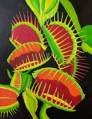 Nature Drawing Ideas, Thread Sketching, Quilting Art, Textile Paint, Venus Flytrap, Posca Art, Art Tv, Fiber Artist, White Cotton Fabric