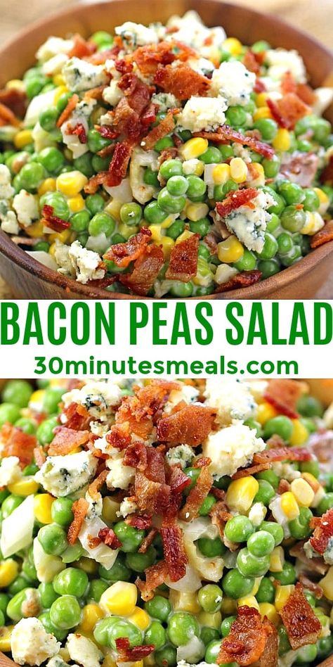 Bacon Pea Salad, Bacon Peas, Peas Salad, Pea Salad Recipes, Creamy Ranch, Fresh Salad Recipes, Pea Salad, Best Salad Recipes, Easy Salad Recipes