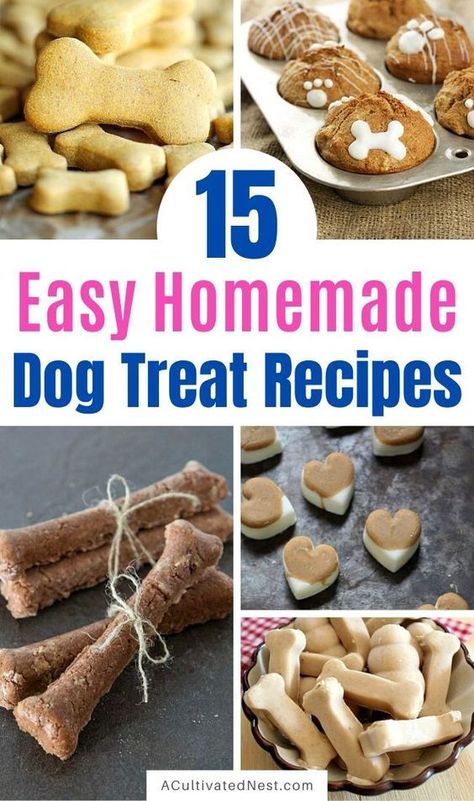 Your furbaby is sure to love these delicious homemade dog treats! They're all so easy to make, plus you'll know exactly what your dog is eating! | DIY dog treat recipes, #dogTreats #homemade #DIY #dogTreatRecipes #ACultivatedNest Natural Dog Treats Recipes, Easy Homemade Dog Treats, Sweet Potato Dog Chews, Homemade Dog Treat Recipes, No Bake Dog Treats, Farmhouse Recipes, Soft Dog Treats, Pet Treats Recipes, Dog Treats Homemade Easy