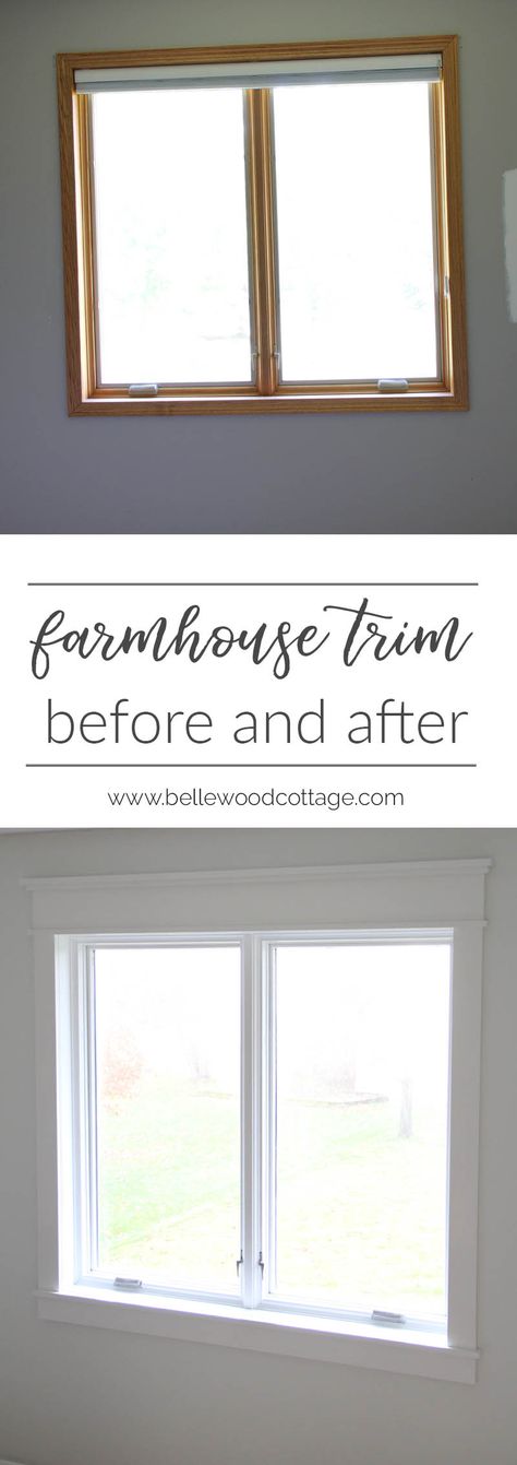 Wondering how to add character to a builder grade home? Learn how to update a boring window with gorgeous (and budget friendly!) farmhouse trim || from Bellewood Cottage || How To Update Window Trim, Update Window Trim, Add Character To Builder Grade Home, Window Trim Ideas Interior, Window Update, Farmhouse Window Trim, Farmhouse Trim, Storage For Toys, Future Farmhouse