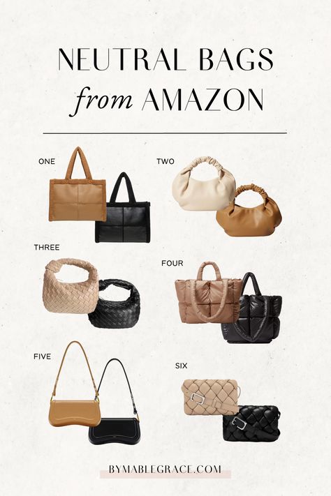 Neutral Bags from Amazon Affordable Luxury Bags, Handbag Must Haves, Amazon Bags Handbags, Amazon Purse Must Haves, Amazon Tote Bag, Small Everyday Bag, Trendy Purses 2023, Best Amazon Purses, Mom Bags Everyday