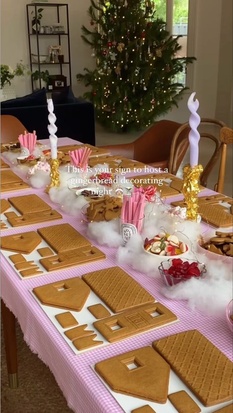 Party Fun Ideas, Christmas Party Friends, Girls Christmas Party, Christmas Party Activities, Cozy Colors, Cute Christmas Ideas, Gingerbread House Parties, Gingerbread Party, Fall Nail Ideas