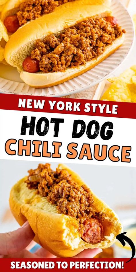 Easy Hot Dog Sauce, Easy Coney Dog Sauce, Just A Pinch Recipes Main Courses, Hot Dog Sauce Recipe Homemade, Hotdogs Recipes, Hot Dog Chili Sauce Recipe, Homemade Hot Dog Chili, Chili Dog Sauce, Amazing Smoothies