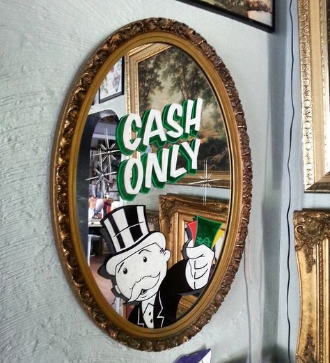 Mirror mirror on da wall..#tbt one of my favorites #cashonly #sign I painted hanging up over at @rocarttattoo if you need shtuff..get at me..thanks for looking and the support.. #handpainted #handtype #lettering #handpaintedsigns #signs #signpainting #tattoos #barbers #1shot #oneshot #enamel #coolshit #kafka #vintage #retro #ohio #surfacetype Tattoo Sign, Mirror Letters, Sign Painting Lettering, Hand Painted Mirrors, Tattoo Signs, Mirror Sign, Painting Tattoo, Retro Sign, Hand Type