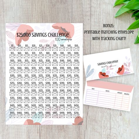 Excited to share the latest addition to my #etsy shop: 25000 Envelope Savings Challenge Printable 100 Envelope 25K Challenge Instant Download US Letter 25000 Savings Tracker https://etsy.me/3rkY1x7 #floralcashenvelope #cashstuffing #100daysaving #cashenvelopesystem #25ksavingstracker #envelopechallenge #25ksavingsenvelope #save25k #save25000 25000 Savings Challenge, 10k Challenge, 100 Envelope Savings Challenge, Envelope Savings Challenge, Saving Methods, Envelope Savings, September Challenge, Budget Challenge, Savings Challenge Printable