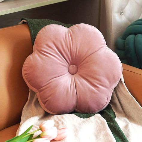 ARTMAGIC Flower Shaped Velvet Decorative Throw Pillow Cushion Ultra Soft Cute Floor Pillow for Couch Bed Sofa, Dusty Pink, 16x16 inch Flower Room Decor, Pillow For Couch, Velvet Flowers, Flower Throw Pillows, Soft Cute, Flower Pillow, Round Pillow, Bed Pillows Decorative, Throw Pillow Sets