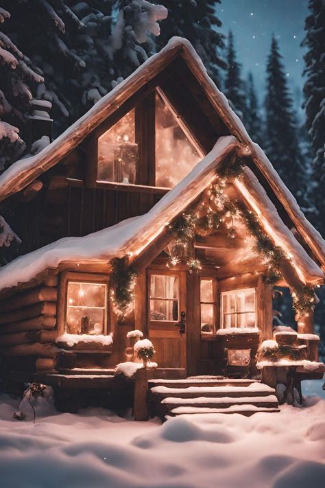 Cozy Winter Cabin Exterior, Bloxburg Winter Cabins, Bloxburg Exterior Christmas, Christmas Cabin Exterior, Winter Cabin Exterior, Bloxburg Log Cabin, Small Winter Cabin, Bloxburg Winter Cabin, Christmas Cottage Exterior