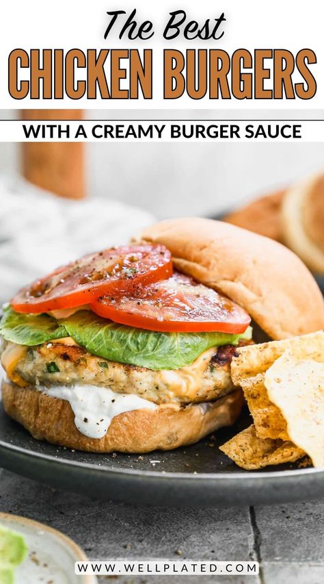 The perfect ground chicken burger recipe! These patties are tender, juicy, and full of flavor—and best of all, they're super easy to make. Chicken Burger Recipe Healthy, Best Chicken Burger Recipe, Chicken Burger Patty Recipe, Easy Chicken Burger Recipe, Chicken Burgers Healthy, Chicken Burger Patties, Roast Frozen Broccoli, Burger Patty Recipe, Chicken Burger Recipe