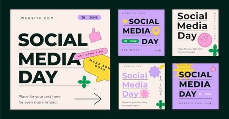 Free vector flat social media day instag... | Free Vector #Freepik #freevector #assortment #instagram-event #instagram-pack #celebration-post Social Media Day, Ui Ux 디자인, National Doctors Day, Gfx Design, Instagram Template Free, Media Day, Instagram Background, Branding Template, Free Instagram