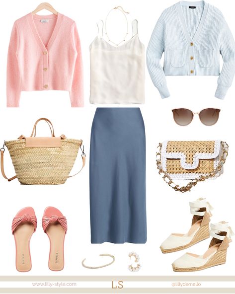 Six Summer Outfits to keep you looking chic ~ Lilly Style Light Summer Casual Outfits, Soft Summer Summer Outfits, Light Summer Style Outfit, Soft Summer Style Outfits, Soft Summer Outfits Wardrobes, True Summer Outfits Inspiration, Light Summer Palette Outfits, House Of Colour Summer Outfits, Spring Light Outfits