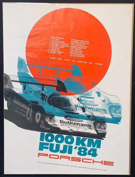 Vintage Race Poster, Vintage Racing Graphics, Car Poster Design Graphics, Racing Graphic Design, Car Poster Design, Auto Racing Posters, Porsche 956, Vintage Racing Poster, Grand Prix Posters