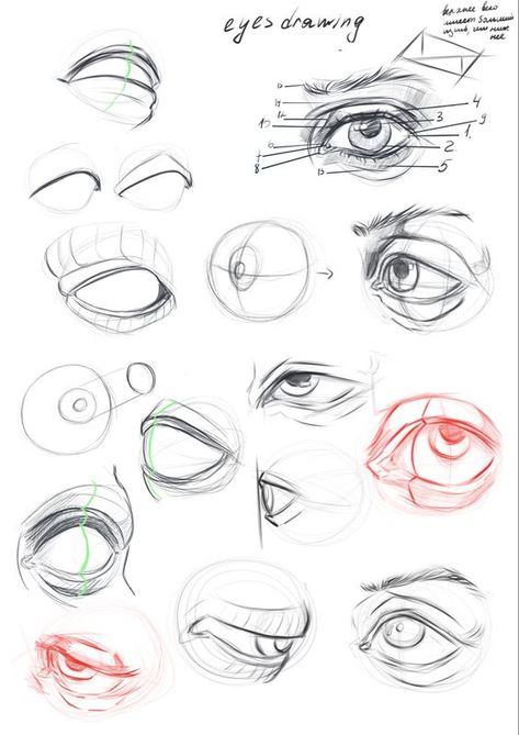 30d4a03d89d881001a42d6f8f892c435 Hand-drawn eye sketches and anatomy guide, showcasing various angles and structures of the human eye for drawing practice. | Sky Rye Design Anime Eyes Anatomy, 3d Eyes Drawing, Eye Drawing Practice Sheet, Practice Eyes Drawing, Eyes Drawing Guide, Human Eyes Reference, Eyes Structure Drawing, Face Anatomy Practice, Eye Guidelines Drawing