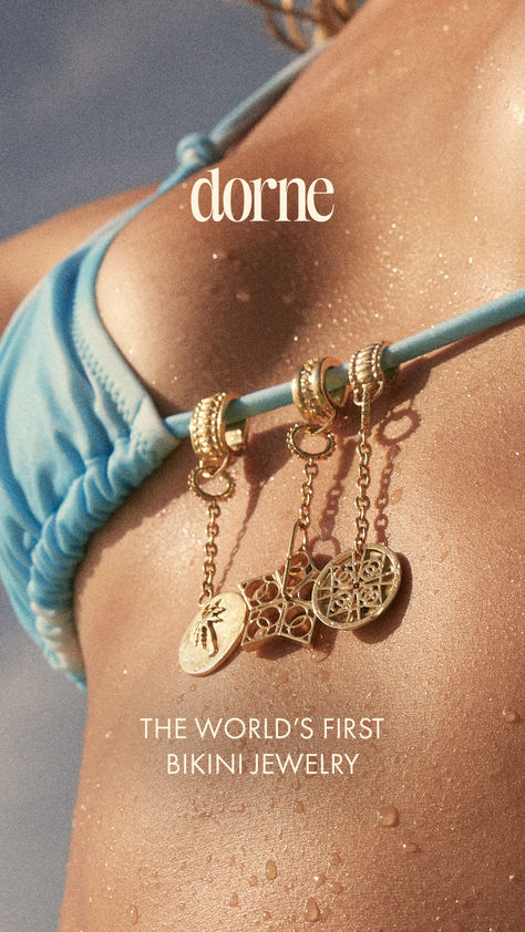 Don't just blend in, express your unique style with Dorne's swimwear jewelry.✨ Fully customizable✨ Waterproof✨ Hypoallergenic✨ Tarnish-resistant Swimwear 2024 Trends, Bali Swimwear, Swimming Jewelry, Creative Swimwear, Swimwear Jewelry, Summer Jewelry Aesthetic, Swimwear Branding, Unique Swimsuit, Summer Accessories Jewelry