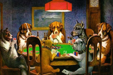 Dogs Playing Pool, Dogs Playing Poker, Friend In Need, Dogs Playing, Most Famous Paintings, Edvard Munch, Pierre Auguste Renoir, Vintage Dog, Wassily Kandinsky