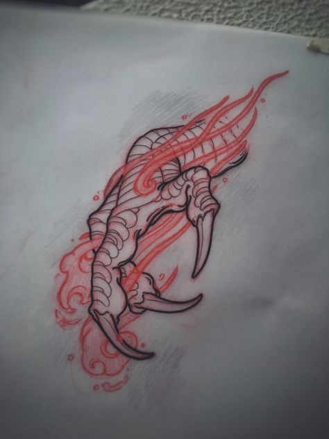 Dragon claw sketch by Akos ( Perth, Australia) Dragon Claw Tattoo, Claw Tattoo, Australia Tattoo, Mouth Tattoo, Bodysuit Tattoos, Tattoos Watercolor, Dragon Tattoo Sketch, Dragons Tattoo, Chinese Dragon Tattoos