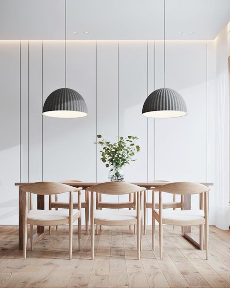 ALL OF RENDERS on Instagram: “#AllofRenders Minimal diningroom🖤 Render by @villkir” Dining Room Pendant, Dining Room Inspiration, Scandinavian Interior, Minimalist Interior, Dining Room Lighting, Dining Room Design, Interior Design Trends, Room Table, 인테리어 디자인