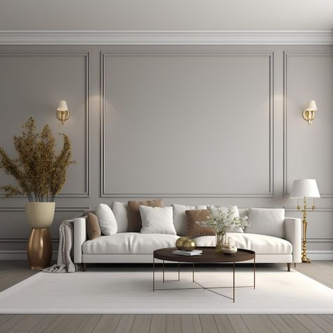 Wall Molding Living Room, Formal Living Room Designs, White Wall Paneling, Living Room Panelling, Colonial Interior, Living Wall Decor, غرفة ملابس, Home Design Living Room, Small Room Bedroom